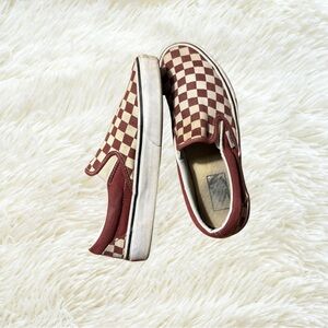 Vans Red and White Checkered Slip-On Sneakers